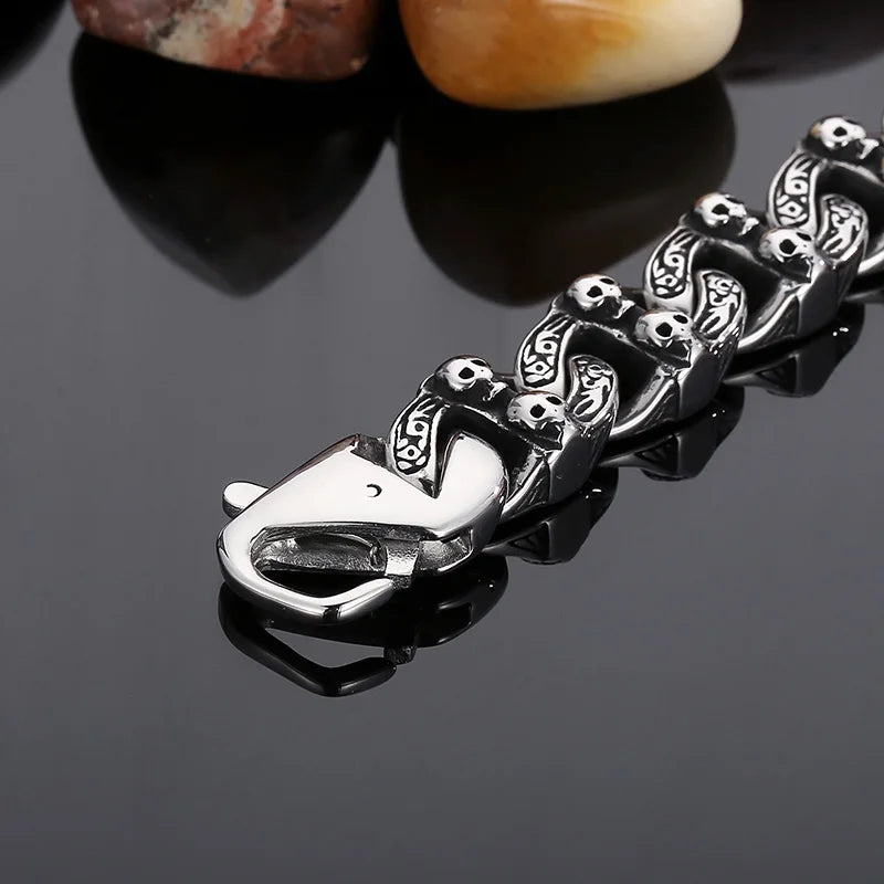 KALEN Punk Skull Charms Links Bracelet – Silver
