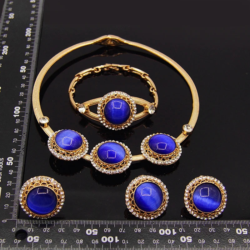 Zhuerrui Brazilian Gold Beads Pendant Necklace Copper  Jewelry Set for Women African Party Bride Elegant Bold Accessories