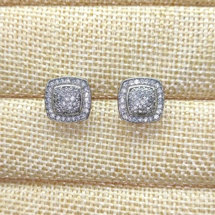 DY High-Quality Silver-Plated 7mm Square Diamond Stud Earrings. Gold-Plated 7mm Colored Gemstone Stud Earrings.Wholesale Jewelry