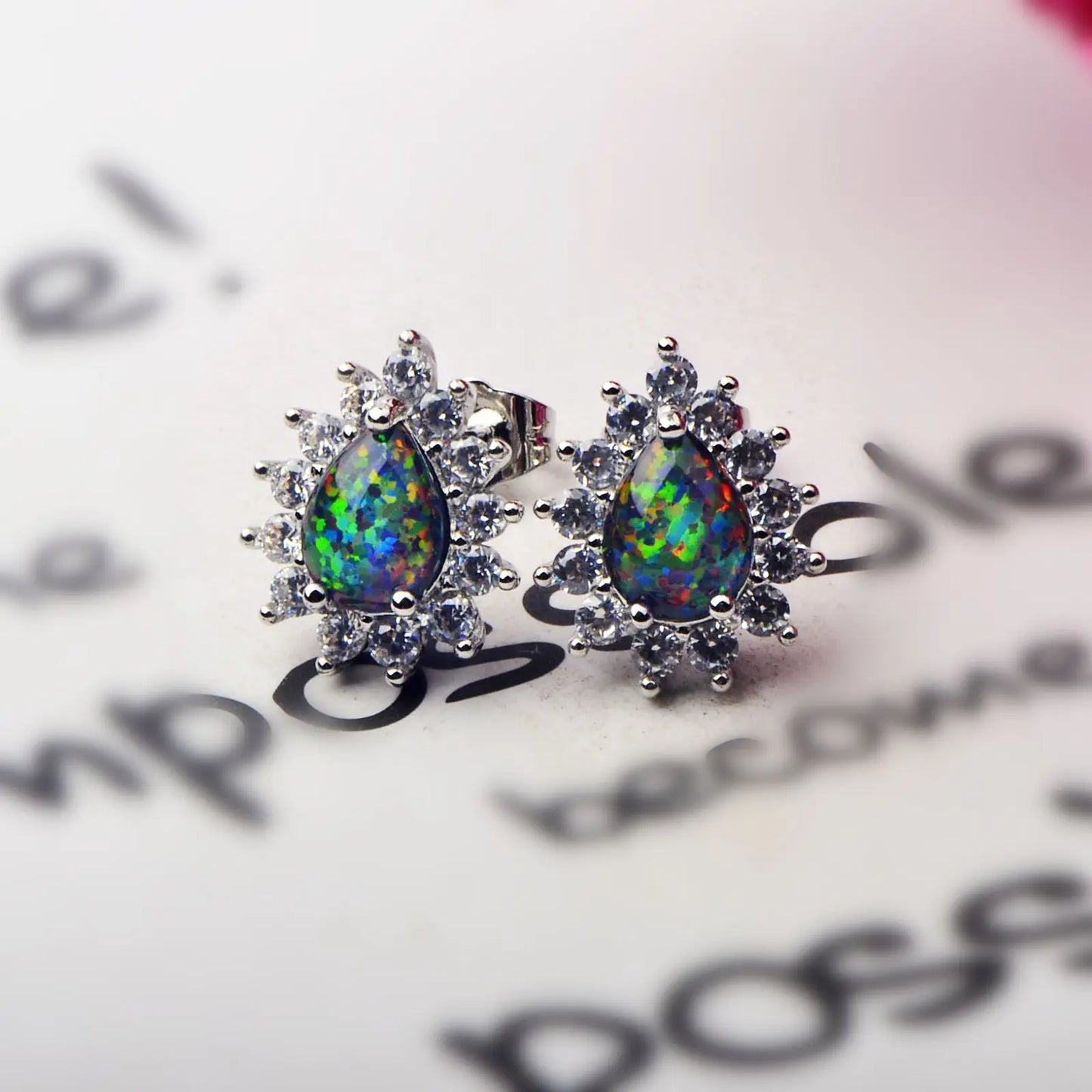 Viral Brass Opal Water Drop Beach Stud Earrings Shimmering Ocean-Inspired Bohemian Style Handmade Women's Gift Antique Bronze