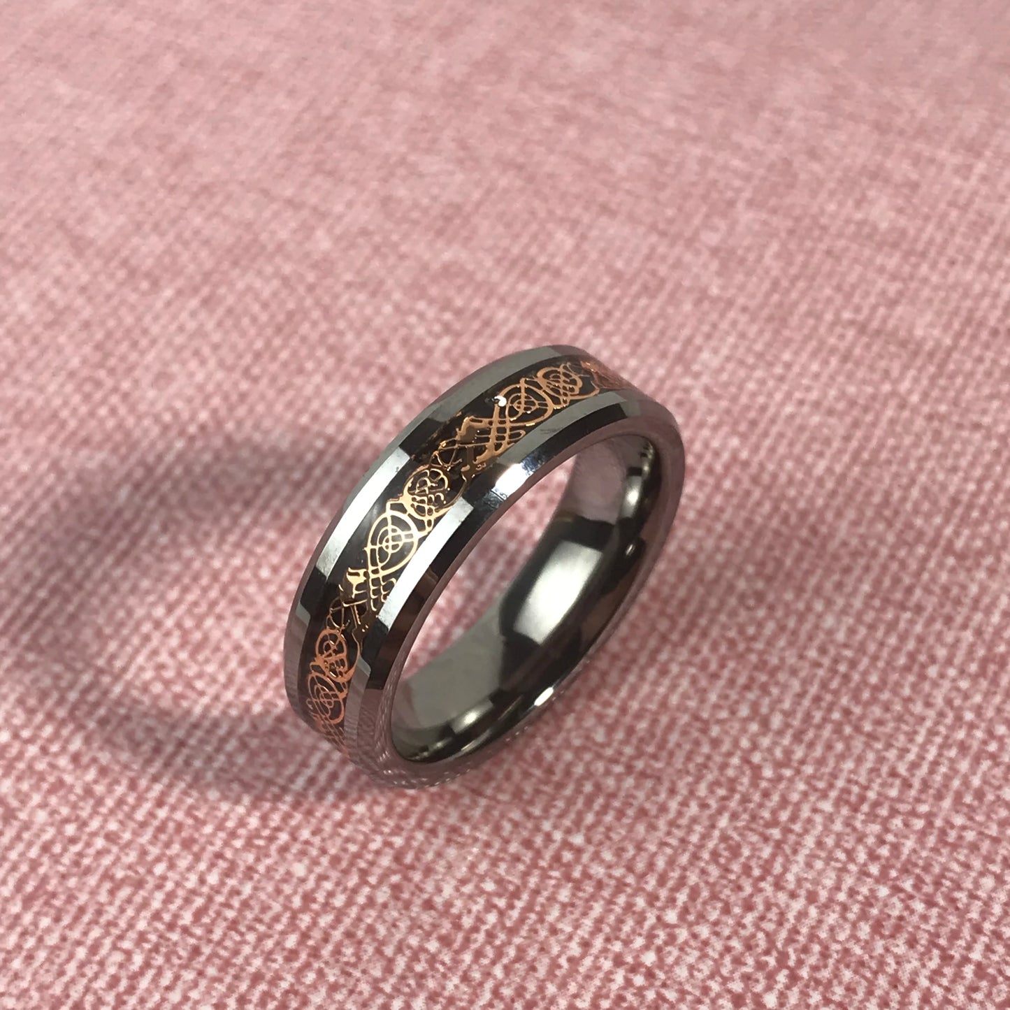 Wholesale 6mm Inlay Golden Sticker Silver Ring Tungsten Ring Man for Couple Jewelry Sets