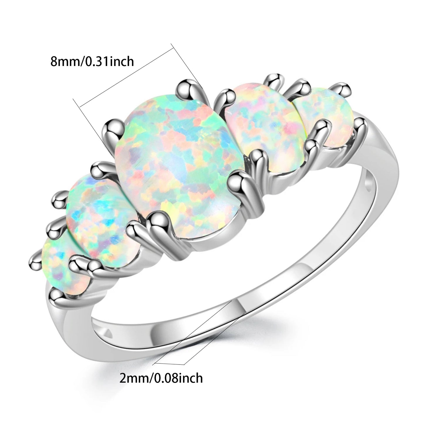 Opal Ring | Zircon-Accented  Band | Luxury Fashion Jewelry for Women Men