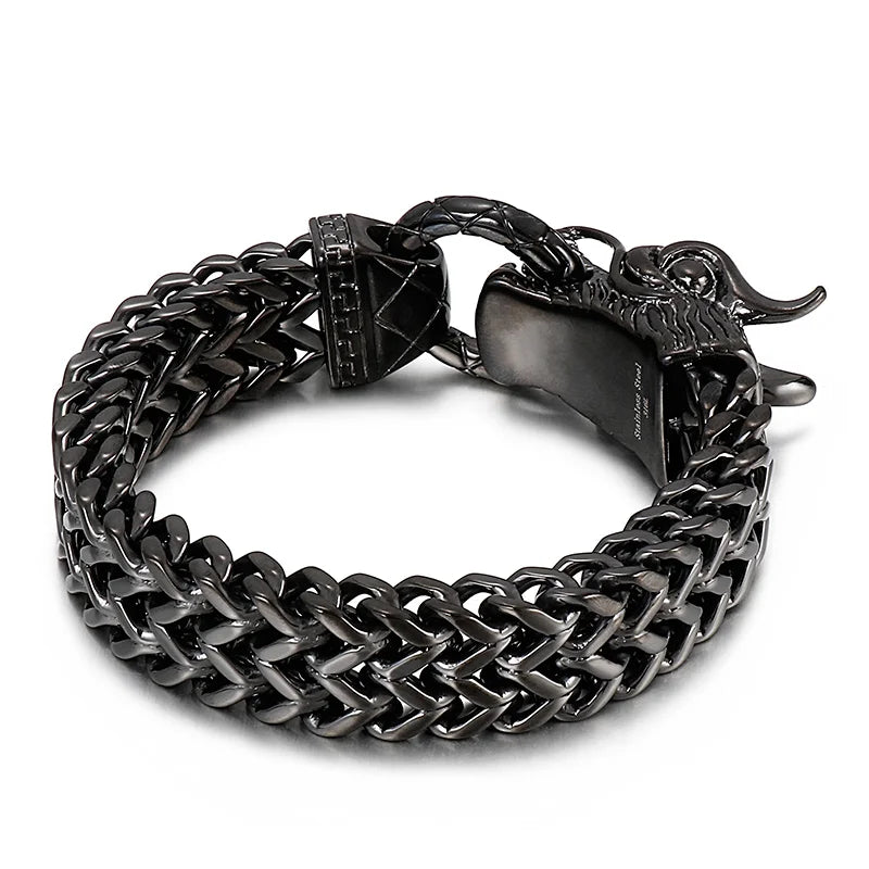 KALEN Fashion Men Fashion Punk Stainless Steel Bracelet Chinese Dragon Link Chain Bracelet