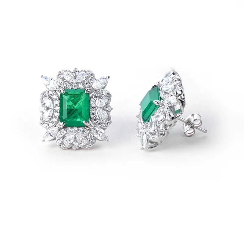 S&S Lab Grown Colombian Emerald 925 Silver Jewellery Set | Ring, Necklace & Earrings | S&S Collection