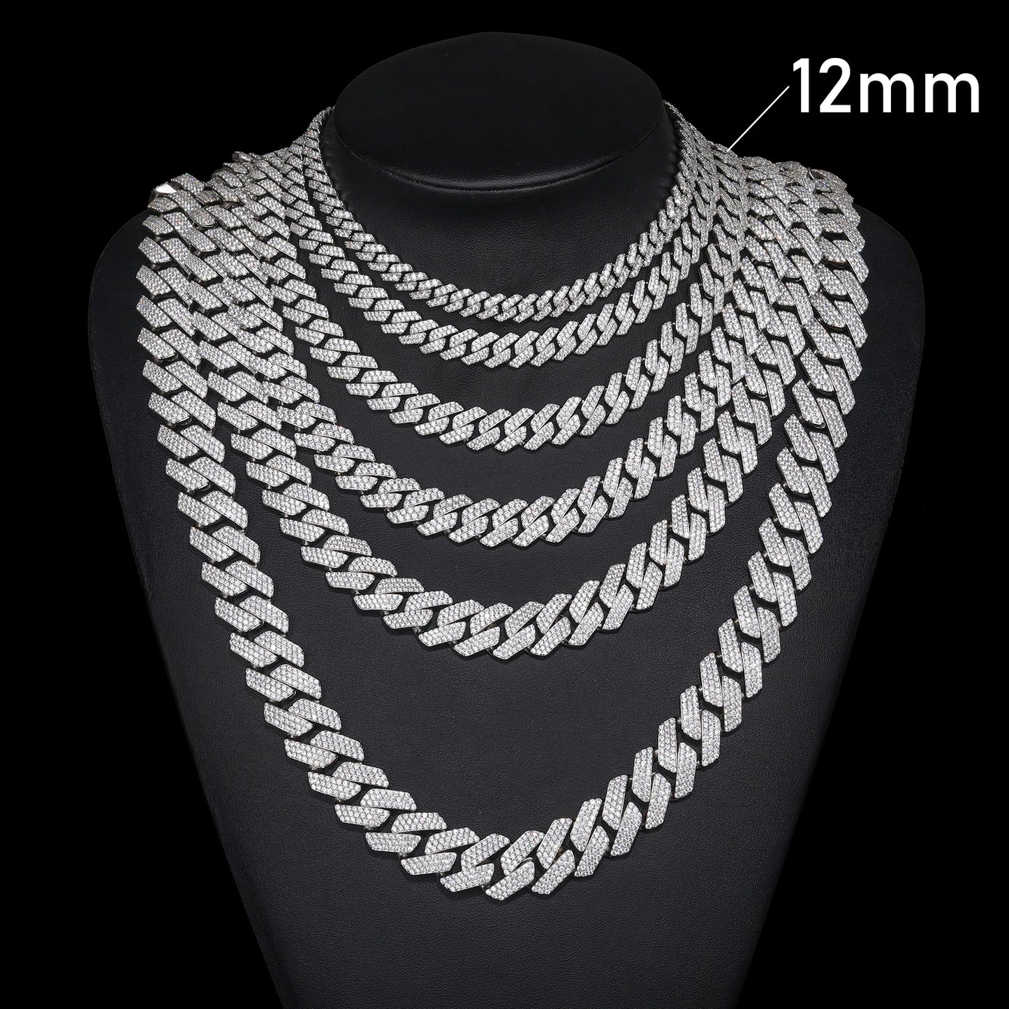 High Quality Cubana Hip Hop Jewelry 6-20mm 925 Sterling Silver VVS Moissanite Diamond Iced Out Cuban Link Chain Necklace for Men