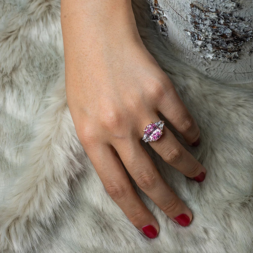 MUSHAN Jewelry Factory 10*12  6 Carat Pure Silver With Imitation Diamonds Simple and Elegant European and American Style
