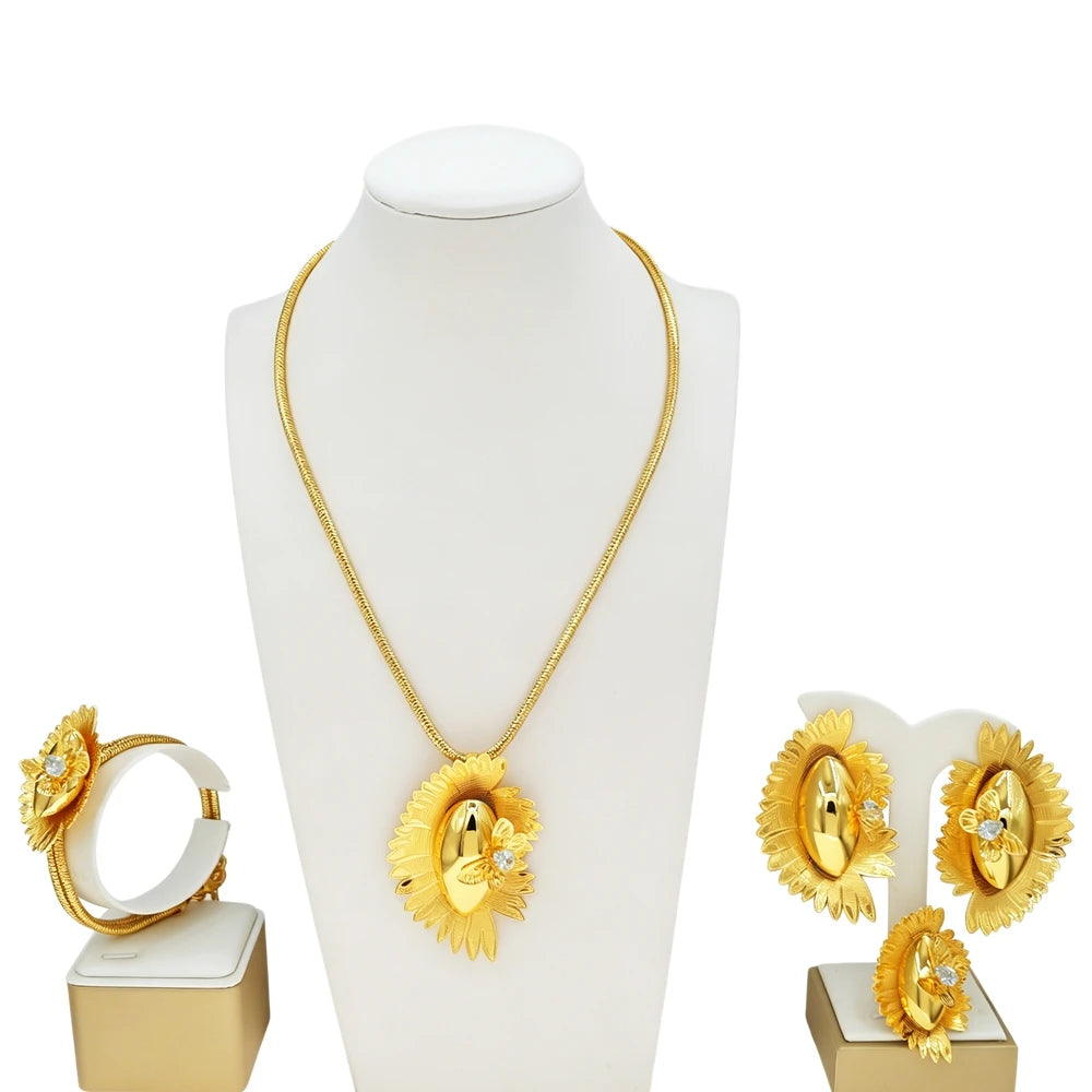 Zhuerrui Dubai Luxury Gold Plated Jewelry Set for Women 4Pcs Twisted Chain African Bridal Wedding Party Jewelry Gifts HE2550720
