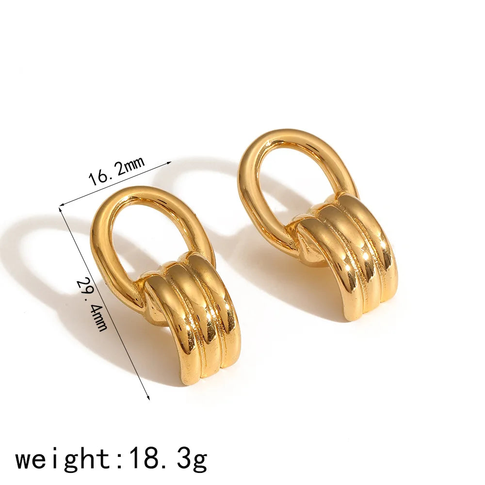 S&S Geometric Line Stud Earrings | 18K Gold Plated | S&S