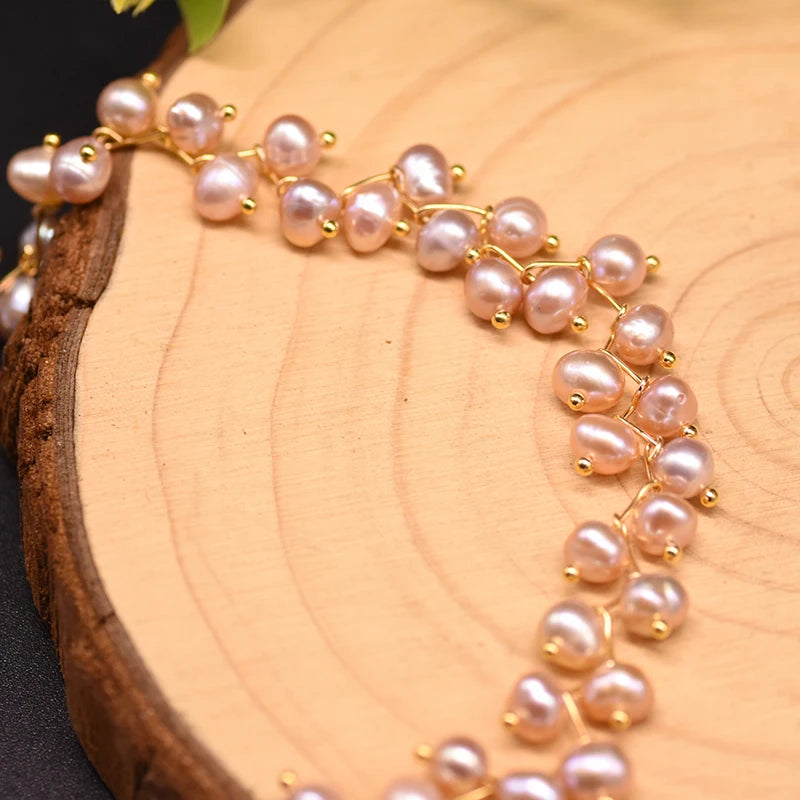 Natural Fresh Water Pearl Choker Necklace for Women Wedding Engagement Handmade Jewelry