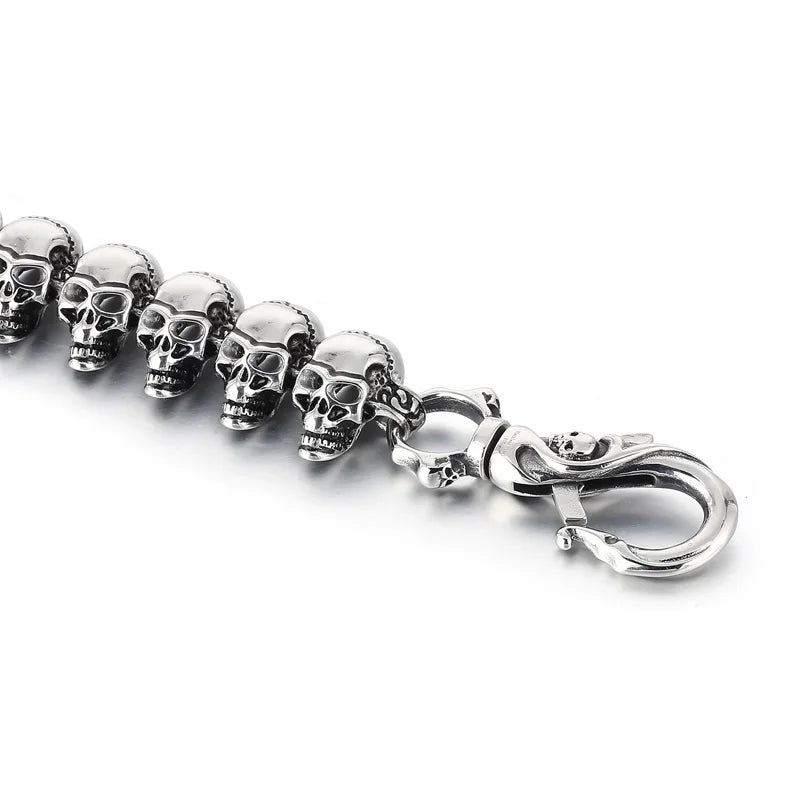 REBEL Punk Skull Links Bracelet & Necklace Set – Silver