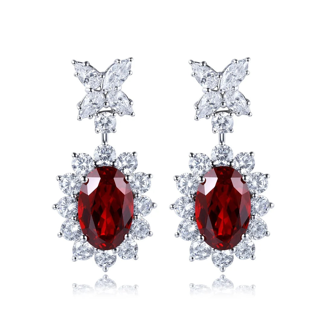 Gemfiori Anster High Quality S925 Lab Grown Ruby Earring Stud Dainty Gemstone Stud Earrings for Women Daily Wear Gift