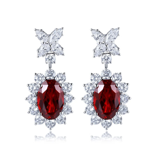 Gemfiori Anster High Quality S925 Lab Grown Ruby Earring Stud Dainty Gemstone Stud Earrings for Women Daily Wear Gift