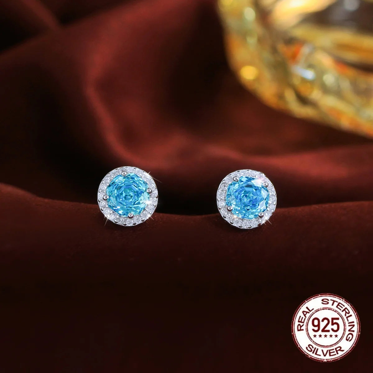 S&S 925 Sterling Silver 8mm Rose-Cut CZ Stud Earrings – 4 Colours – Collection