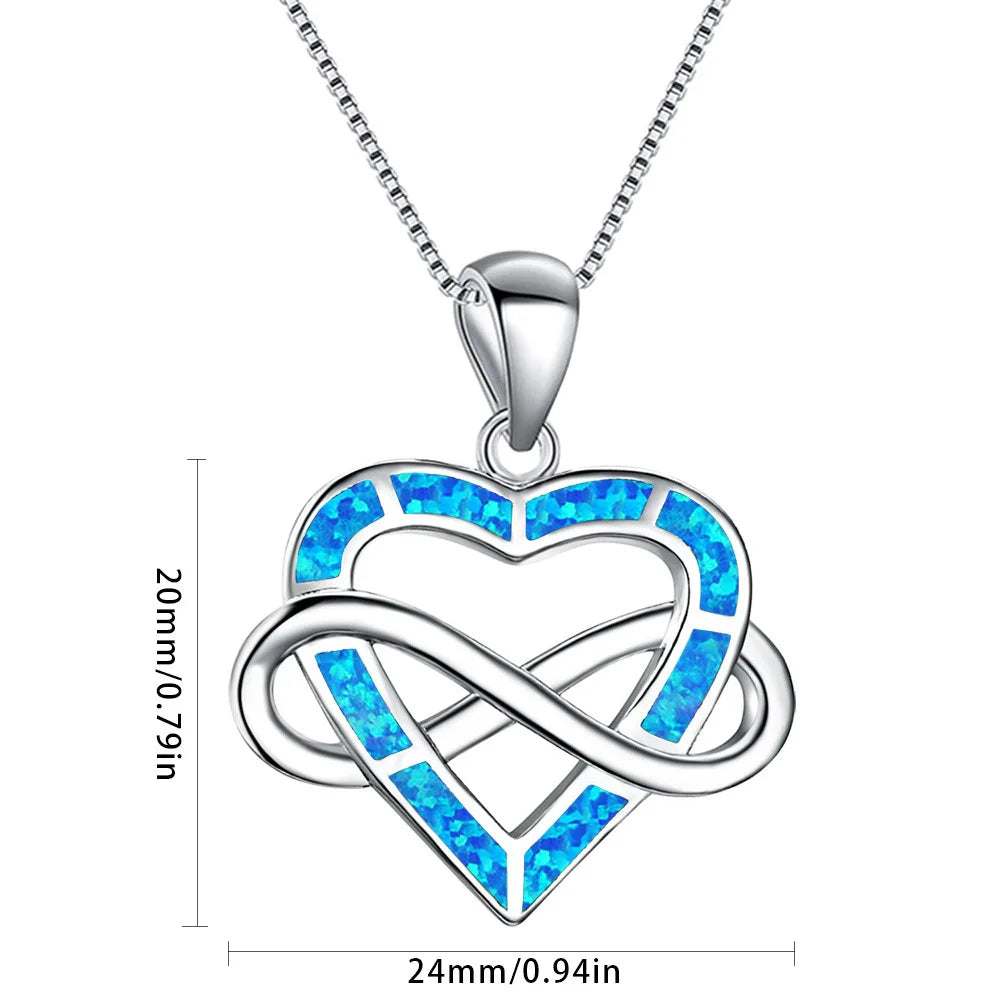 Aobao Wireless Love Heart Pendant Jewelry Wholesale with Opal Inlay