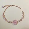 S&S Pink Zircon 925 Silver Jewellery Set | 18K Gold Plated Necklace, Earrings & Bracelet | S&S Collection