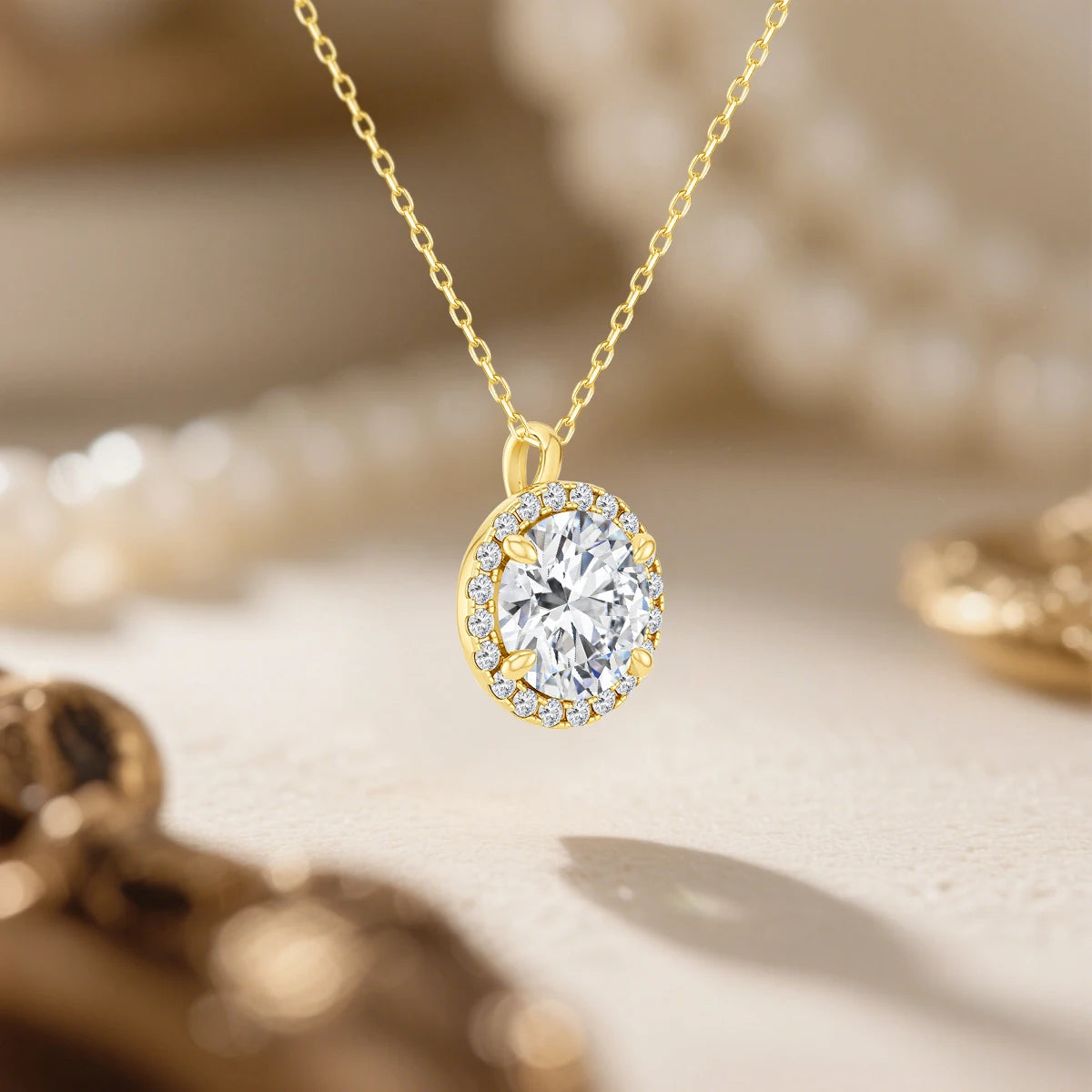 Gioiellieri Luxury 0.5ct 1ct 2ct Round Moissanite Jewelry Halo 14K Gold Women's Gemstone Pendant Premium Gift