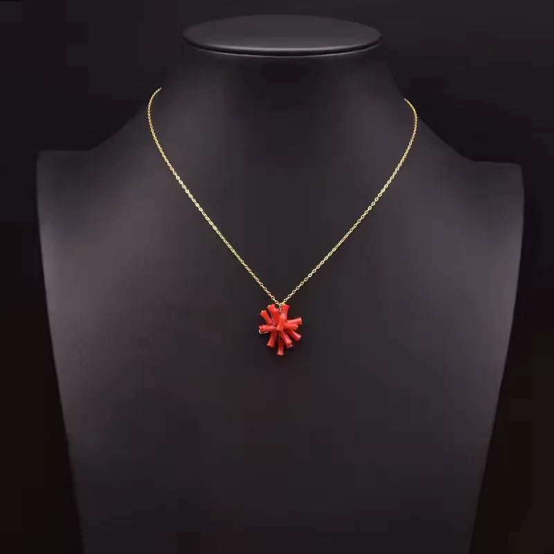 Red Coral Natural Pearls Fashion Accessories Set Fine Woman Ring Earrings Necklace Luxury Customized Jewelry Wedding