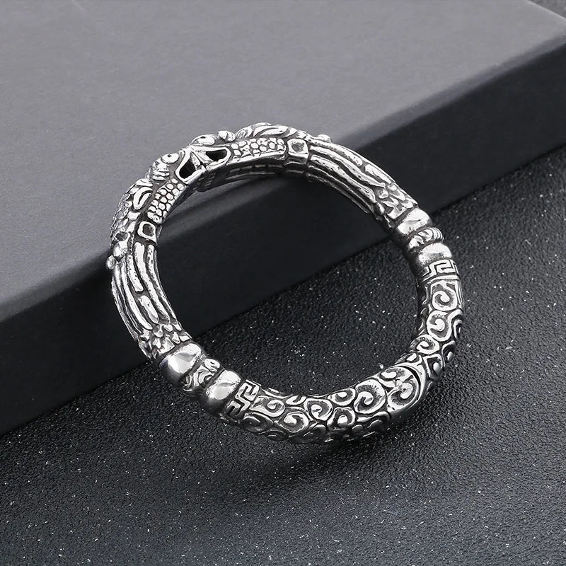 KALEN Unisex Punk Stainless Steel Fashion Bracelets Bangles Open Cuff Abstract Dragon Charm Bracelet