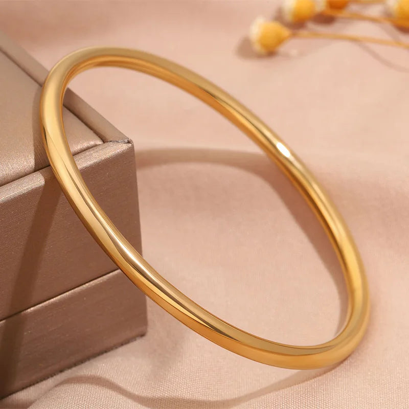 REBEL Stainless Inoxydable Stainless Steel 18K Gold Plated Roman Women Fashion Jewelry Bracelets Bangles