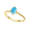Gemfiori Abiding Classic Design 925 Silver Yellow Gold Plated Turquoise Rings Stacking Synthetic Gemstone Turquoise Ring in Stock