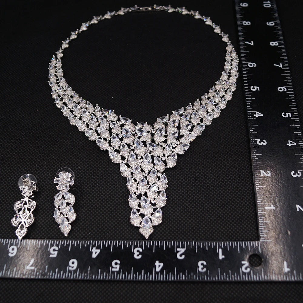 Zhuerrui Fashion Y-shaped Diamond Jewelry Sets Bridal Wedding Outfit Matching Jewelry Set for Women's Parties ZA25001100