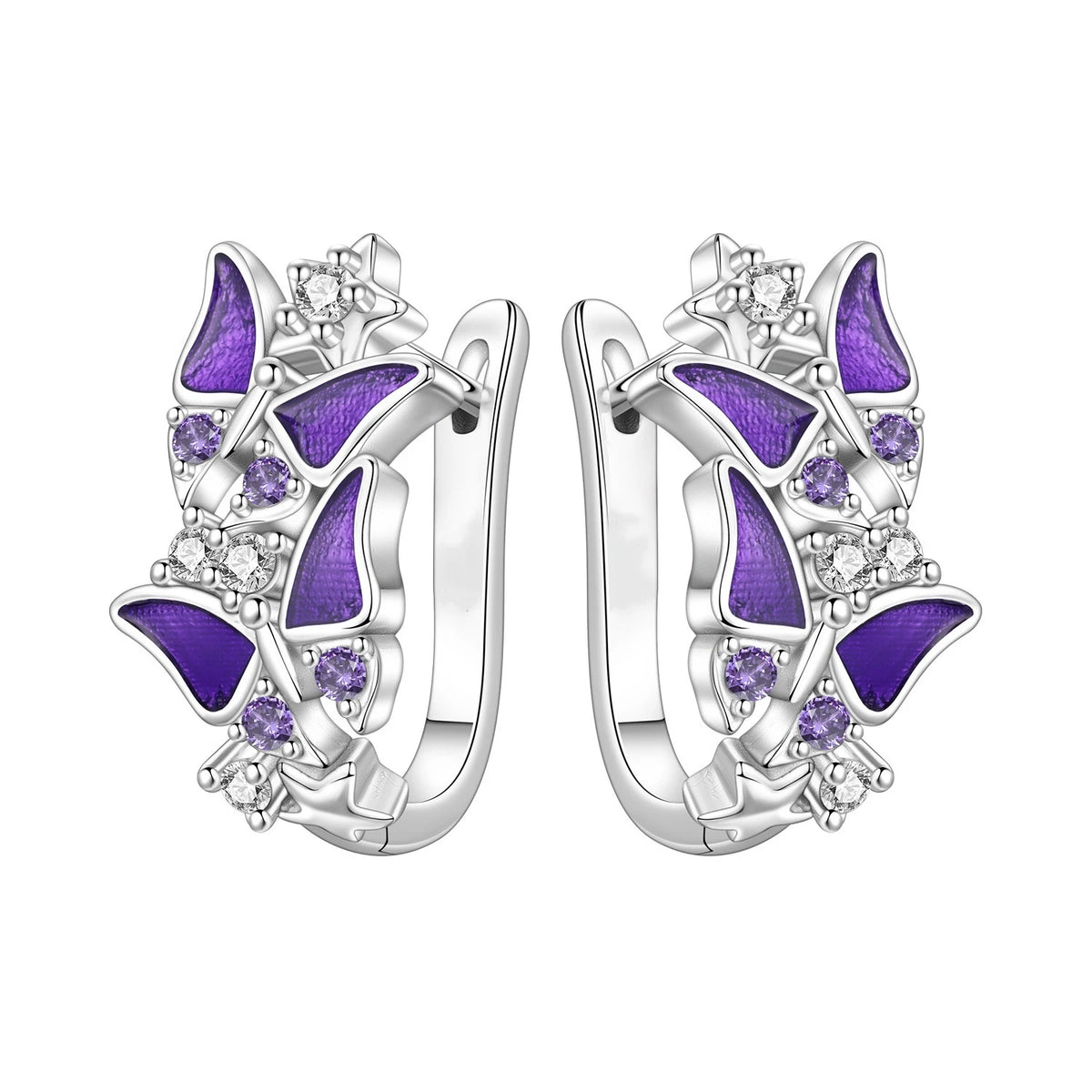 S&S Butterfly Zircon Drop & Stud Earrings | Silver Plated | S&S