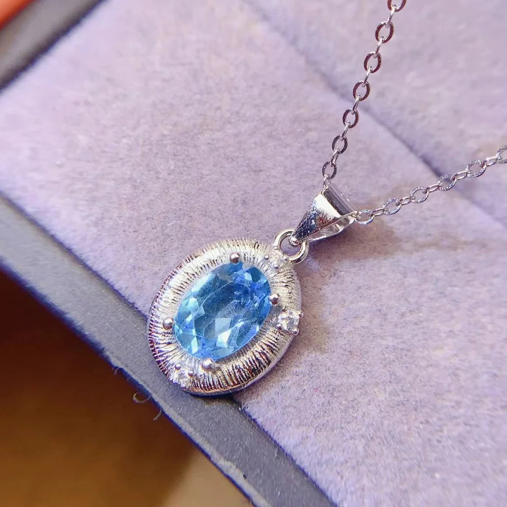 Gioiellieri Sterling 925 Silver Rhodium Plated Natural Topaz Luxury Trendy Custom Indian Birthstone Jewelry Pendant for Women