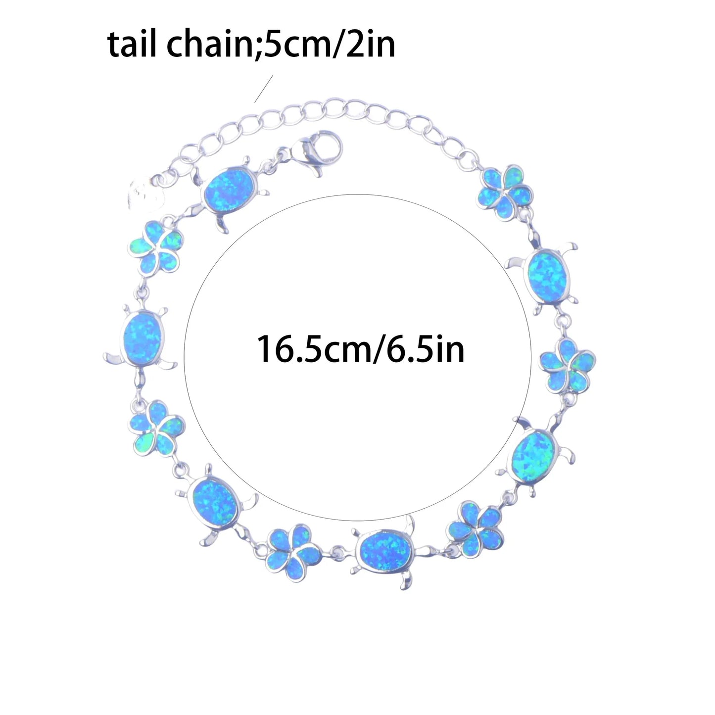 Hawaiian Beach Turtle Flower Christian Opal Beaded Trendy Silver Plated Brass Fashion Jewelry for Women's Anniversary Bulk