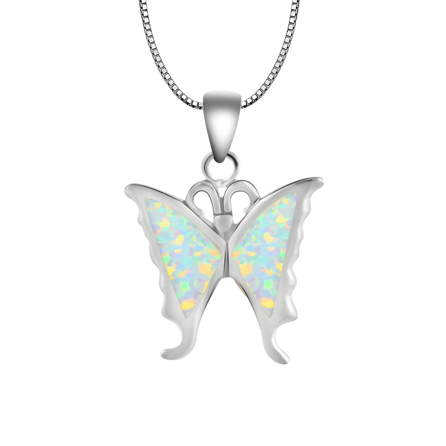 Aobao Opal Inlaid Butterfly Necklace Cute Forest Tiny Butterfly Pendant Fashion Jewelry Bulk for TikTok