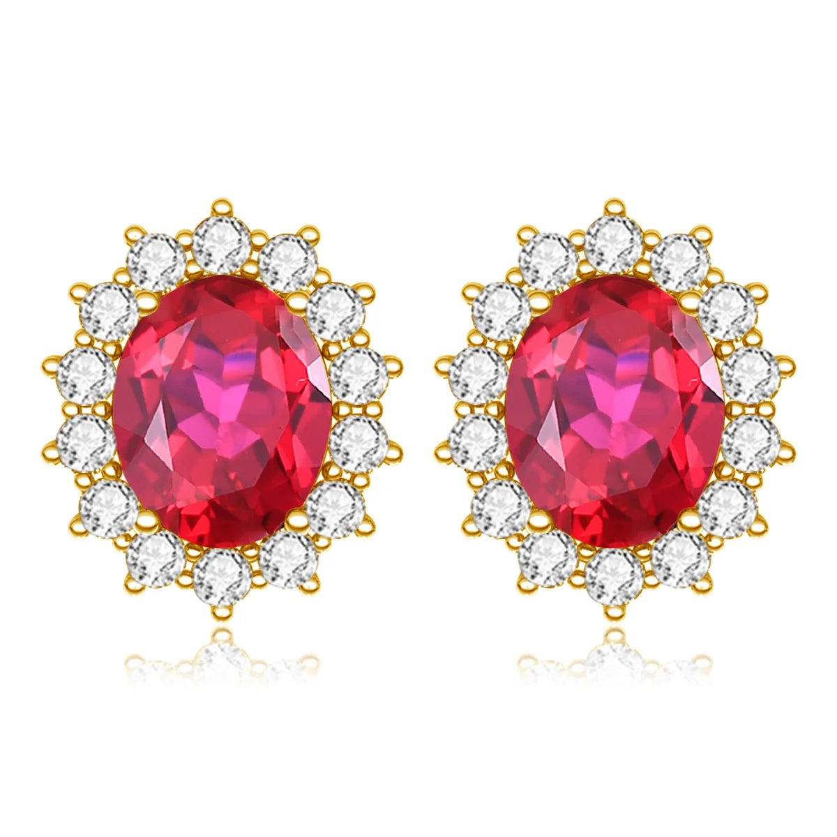 ArtistA Custom Jewelry Any Ruby Gemstone Women 925 Sterling Silver 24k Gold Plated Rings and Earrings Jewelry Sets