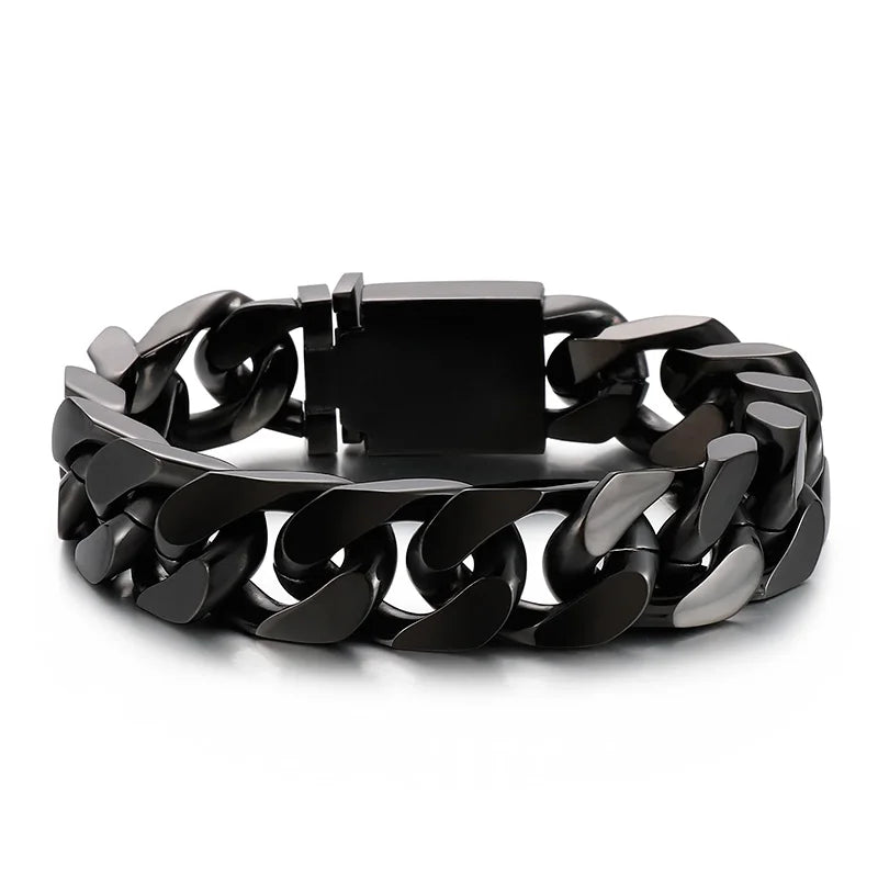 VIKING Mens Hip-Hop Cuban Link Bracelet – Silver, Gold, Black & Rainbow
