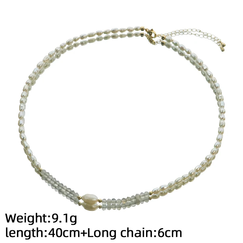 GLSEEVO Natural Freshwater Pearl & Moonstone Necklace & Bracelet Set — Minimalist Bridal Jewellery