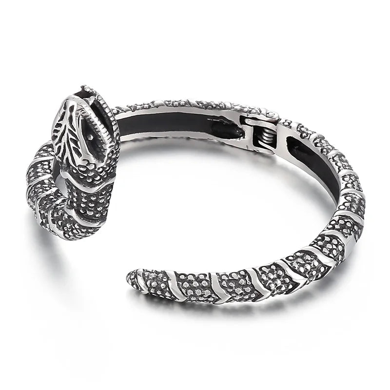 KALEN Unisex Fashion  Stainless Steel Snake Cuff Bangle Bracelet With Spring Clasp