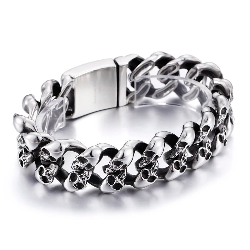 KALEN European and American Fashion Jewelry Titanium Steel Bangle Retro Punk Personality Skull Men's Bracelet