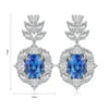 Gemfiori Classic 925 Sterling Silver Rhodium Plated Drop Earrings Lab Grown Emerald Oval Vintage Women's Ready Ship Engagement Gift