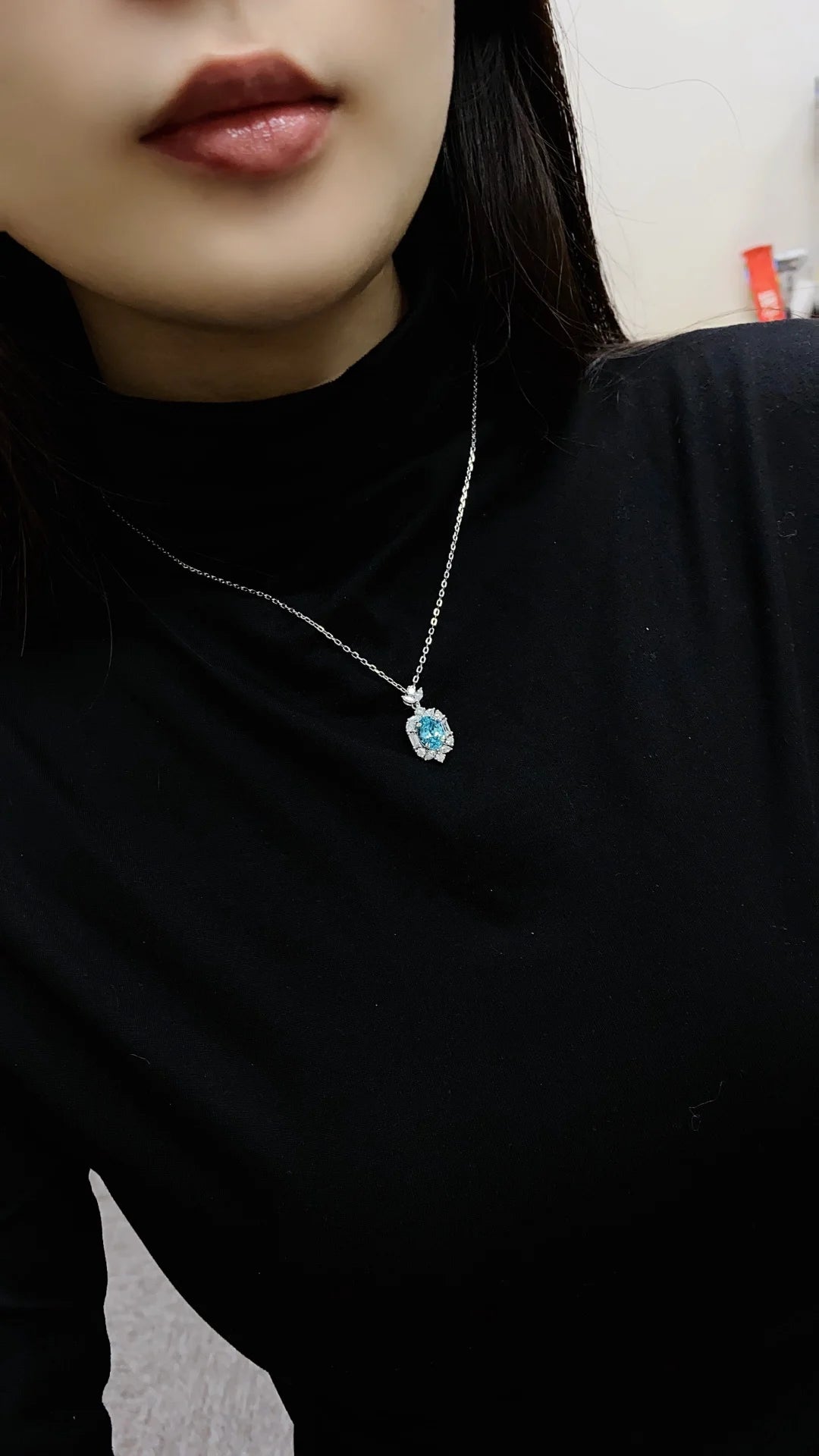 Gemfiori Anster 925 Sterling Silver High-quality Cultivated Paraiba Necklace - Suitable for Parties or As a Gift