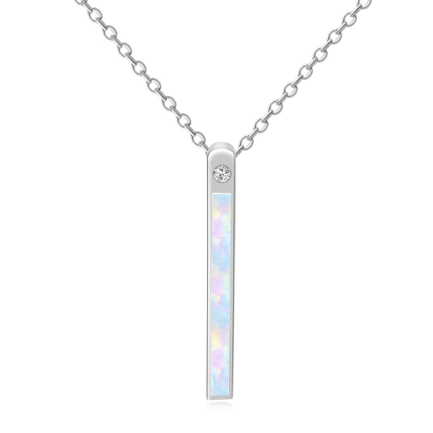 Bar Pendant Necklace Aobao Opal Inlaid Crystal Accent Fashion Jewelry