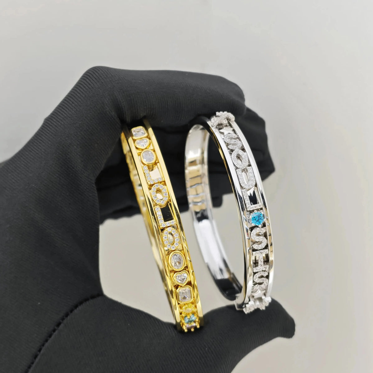 S&S Custom Charms Slide Bangle — Birthstone, Heart & Star | Gold, Silver & Rose Gold | S&S Collection