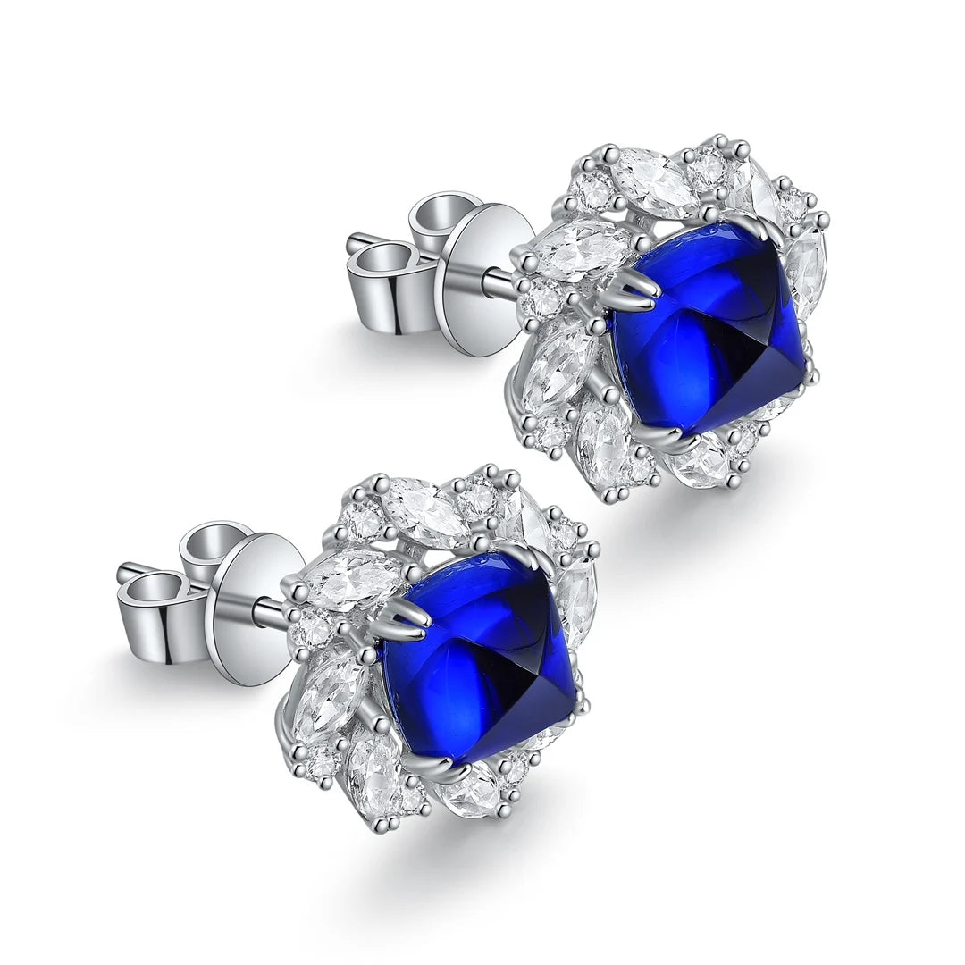 Gemfiori Anster High Quality S925 Lab Grown Sapphire Earring Stud Dainty Gemstone Stud Earrings for Women Daily Wear Gift