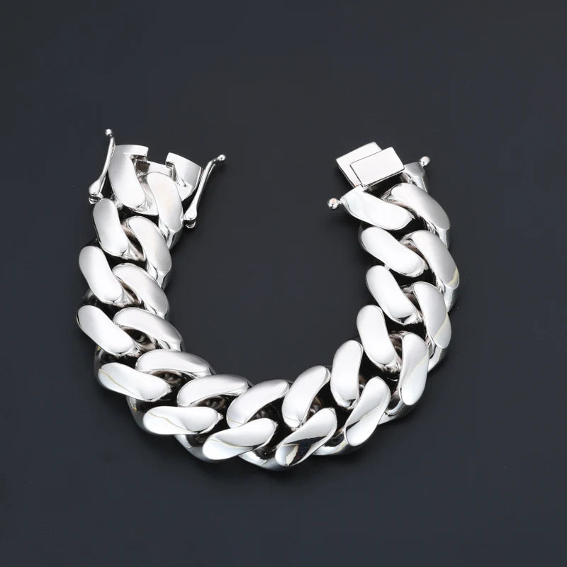 BiG-BOSS 18K Gold Plated Cuban Link Bracelet Solid Copper Iced Out Men Hip Hop Jewelry With Gift Box Certificate