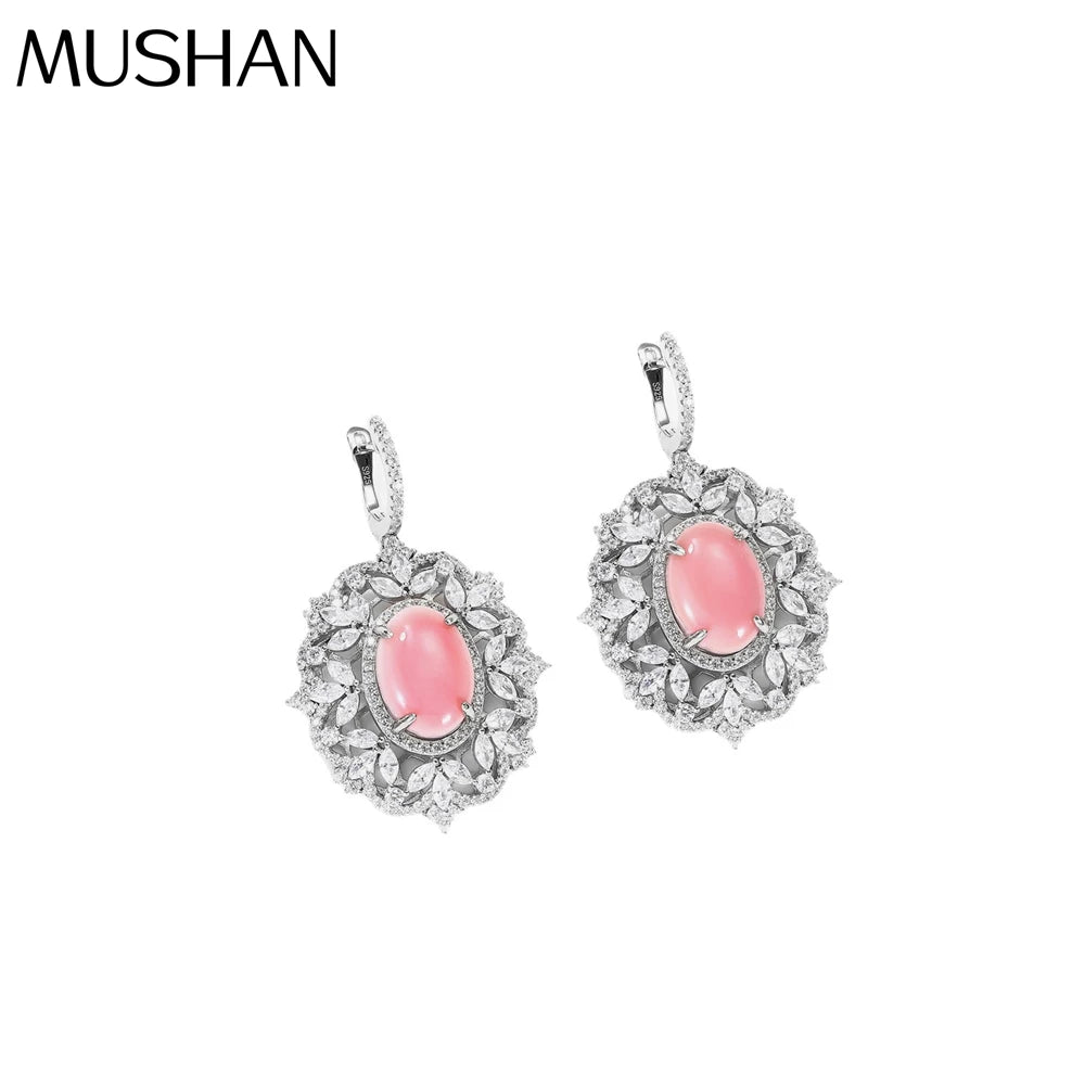 MUSHAN Jewelry Factory S925 Sterling Silver Earrings High End Electroplated Gold High Carbon Diamond Queen Shell Earrings