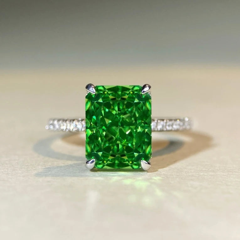 S&S 925 Silver Crushed Ice Cut CZ Ring | 5A+ Zirconia | Engagement & Wedding | Rhodium-Plated