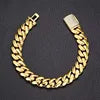 Luxury Miami Cuban Link Chain Bracelet Necklace Brass 14k 18k Gold Plated Zircon Clasp Iced Out 3D Logo Laser Engraving Jewelry