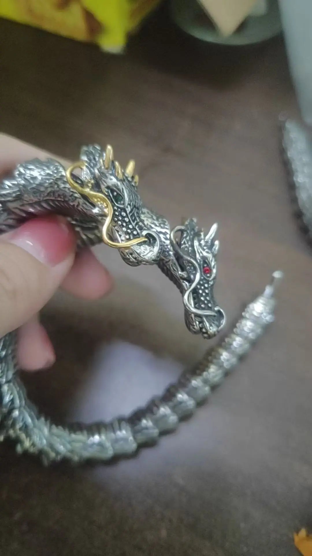 REBEL Bulk Order Stainless Steel Punk Style Vintage Antiquated Dragon Bracelet for Men Custom Packaging