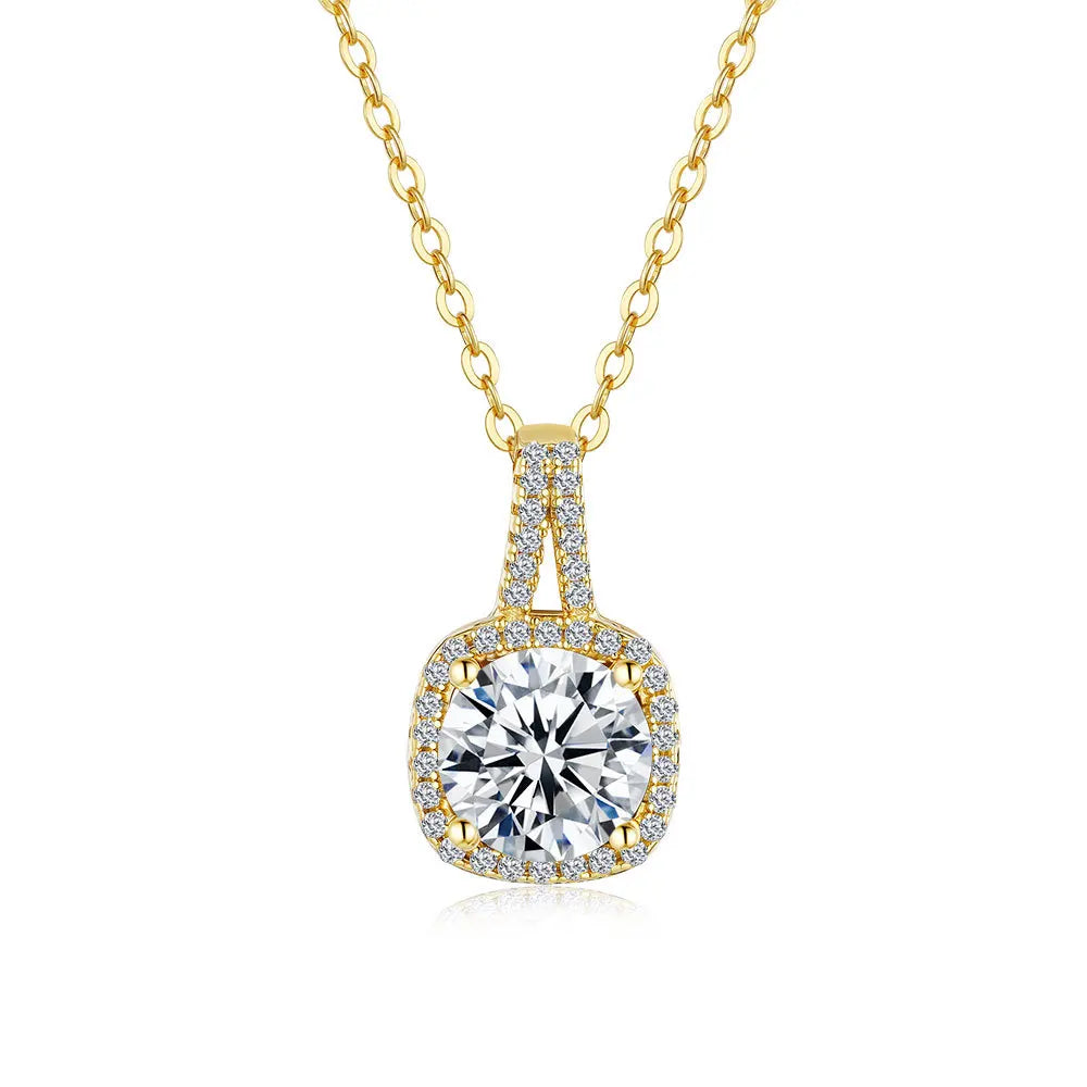 ArtistA Adodo Custom Factory Jewelry Set 18k Gold Plated Fashion Classical S925 Silver 1ct Moissanite Necklace Earrings Set for Women