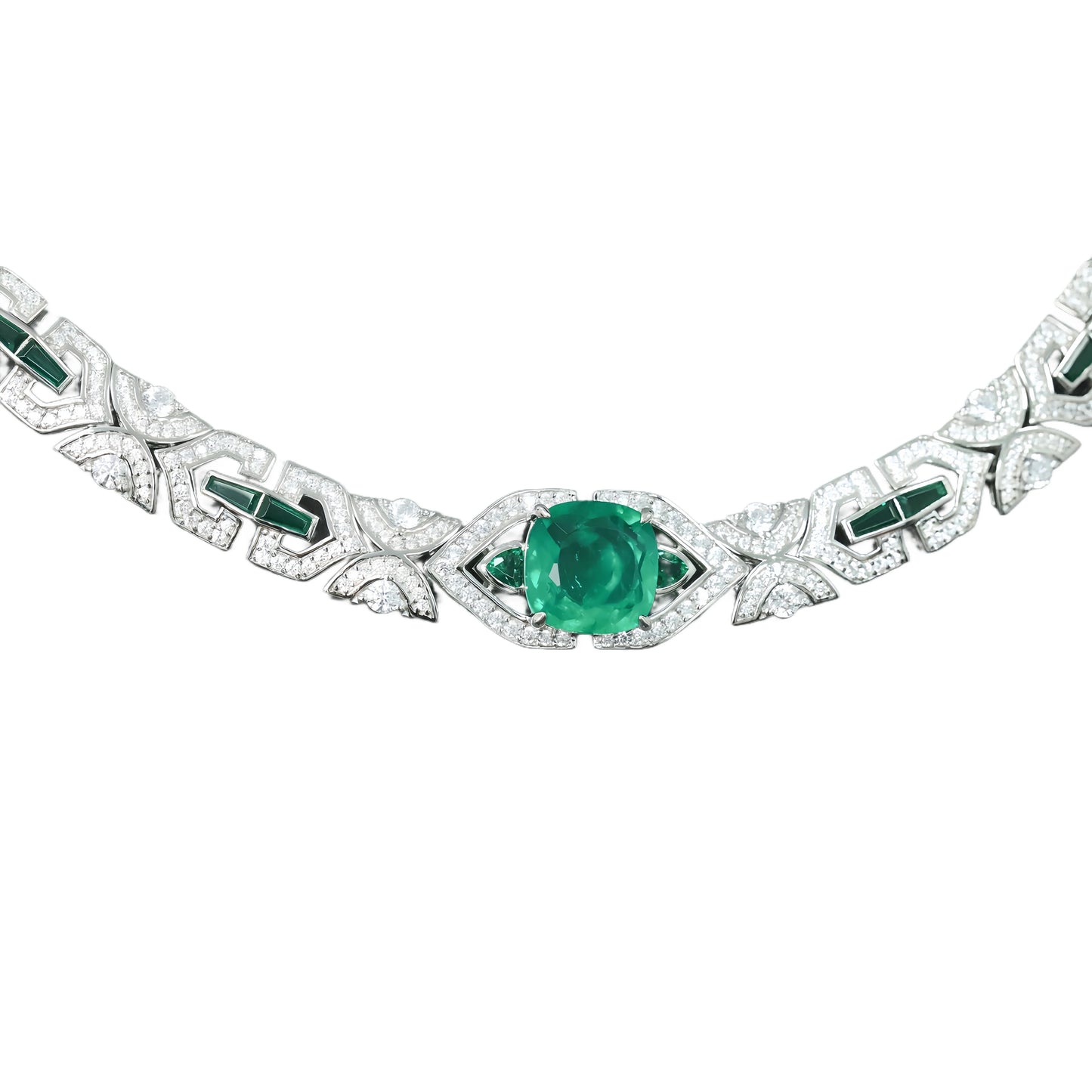 MUSHAN Factory's High Carbon Diamond 925 Sterling Silver Choker Necklace Musa Green Women's Clavicle Jewelry for Weddings