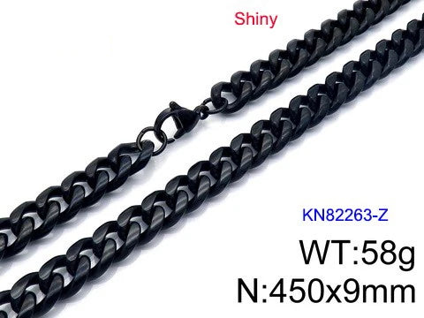 REBEL VIKING Black Stainless Steel Rope Chain Necklace