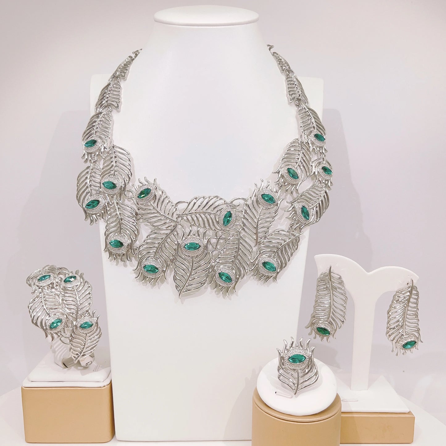 Zhuerrui Italian Gold Luxury Wedding Jewelry Sets Nigerian Bridal Woman Necklace Bracelet Earrings Ring 4pc Jewellery Set H00719