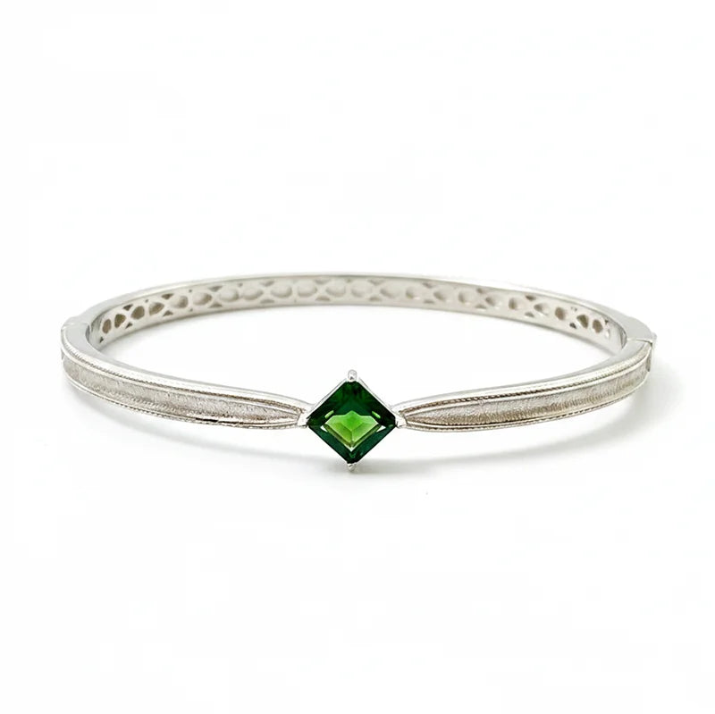 Gioiellieri Sterling Silver Emerald Bracelet with Natural Green Stone for Ladies S925 Fine Jewelry Elegant Gemstone Anniversary Present
