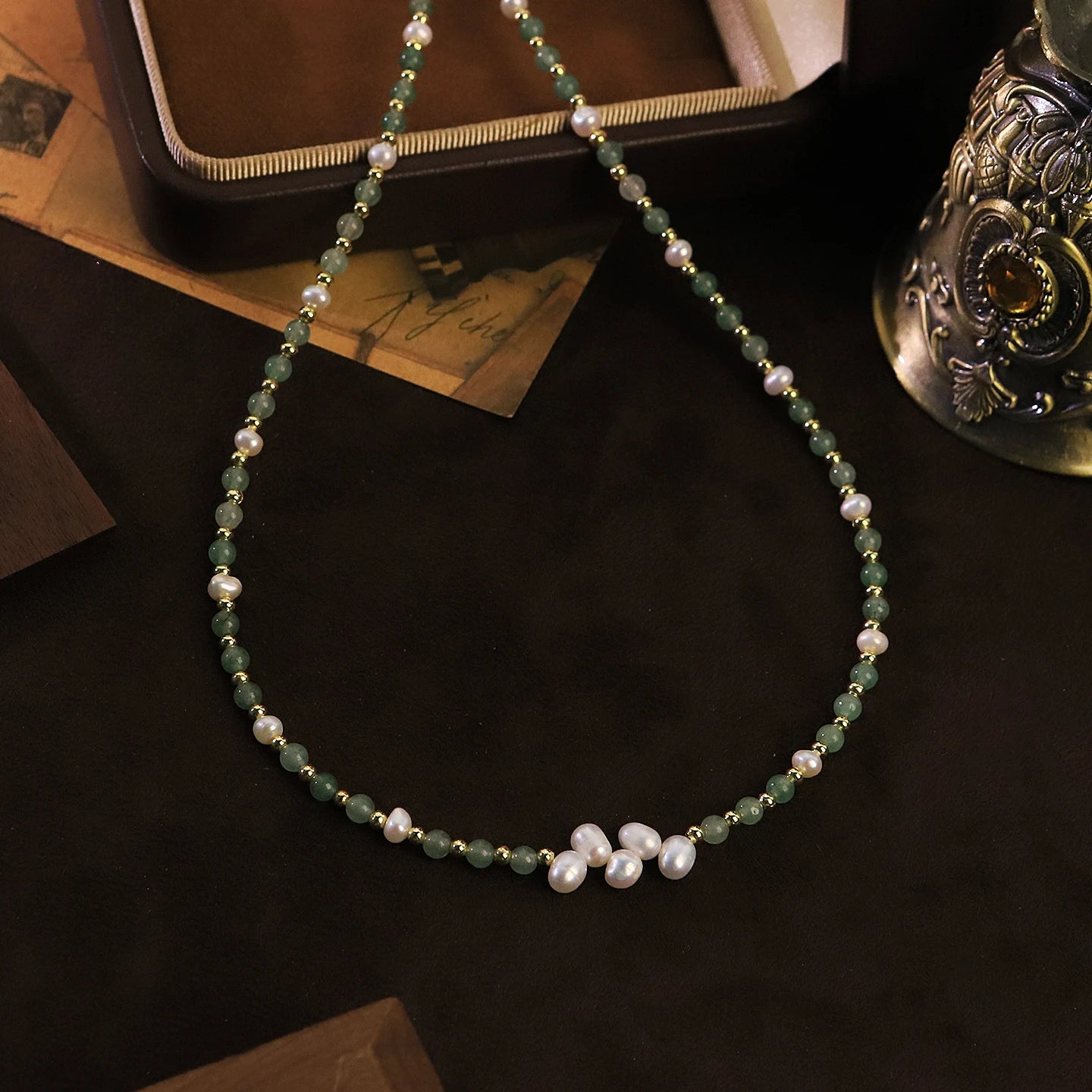 Natural Freshwater Pearl Jade Beaded Choker Necklace for Daily Office Banquet Jewelry Gift Dainty Pearl Necklace Fashion Jewelry